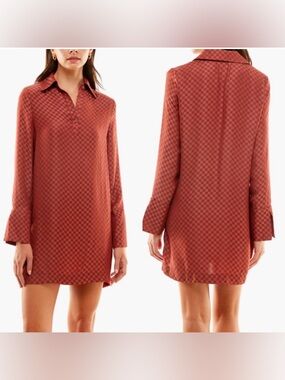 Wayf X Jourdan Sloane Stella Check Long Sleeve Mini Shirtdress size small